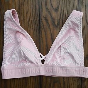 PINK velvet ribbed bralette M